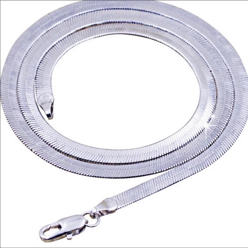NEW 925 STERLING SILVER SNAKE FLATE NECKLACE, NICE NECKLACE, CUTE NECKLACE - Picture 2 of 7